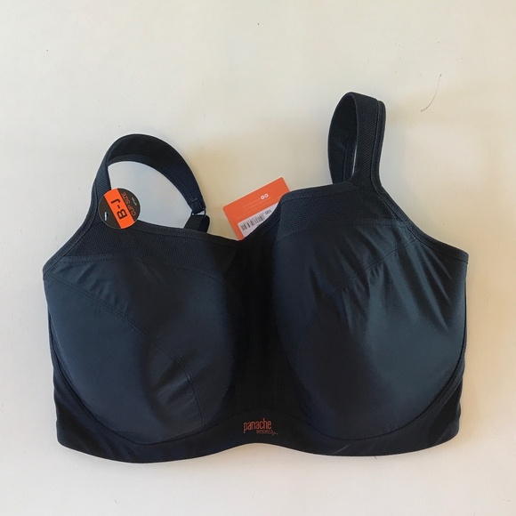 NWT PANACHE BLACK UNDERWIRE V-NECK UNLINED SPORTS BRA - Picture 7 of 12